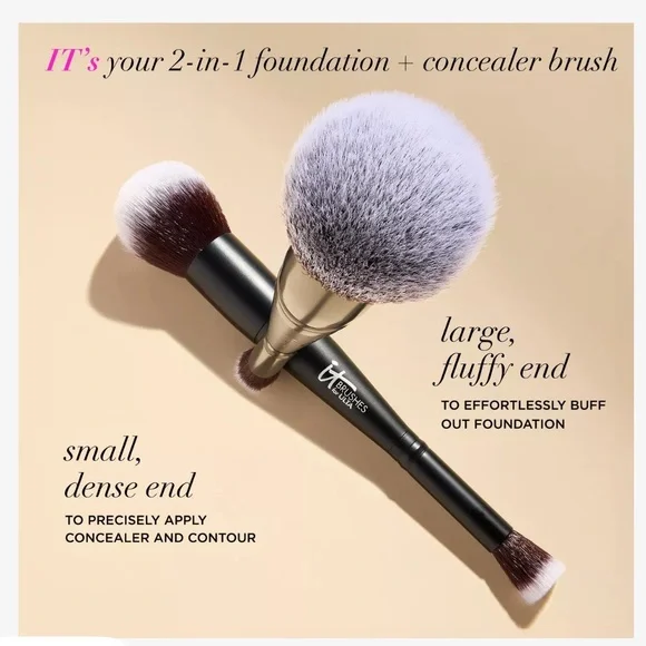 IT Cosmetics Dual-Ended Makeup Brush - Silver and White - Picture 6 of 11